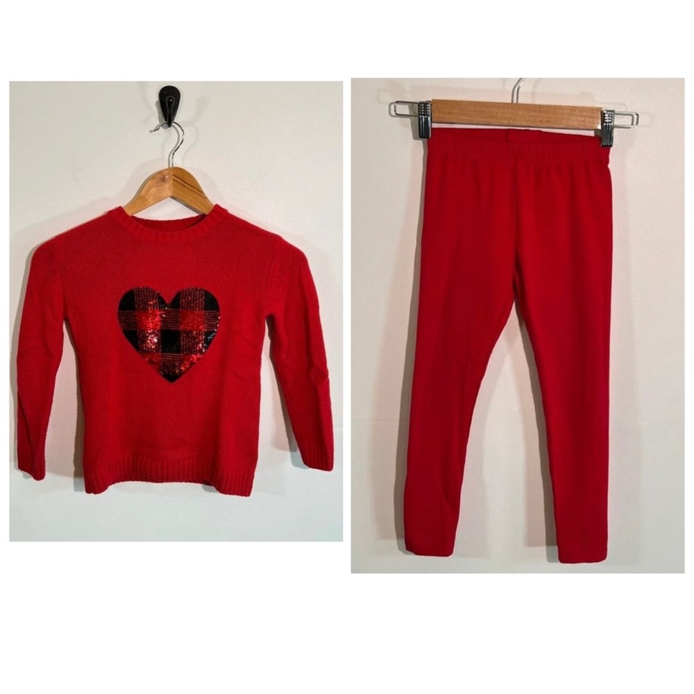 Valentine’s Day Toddler 6X Outfit | Red Heart Sweater & Leggings